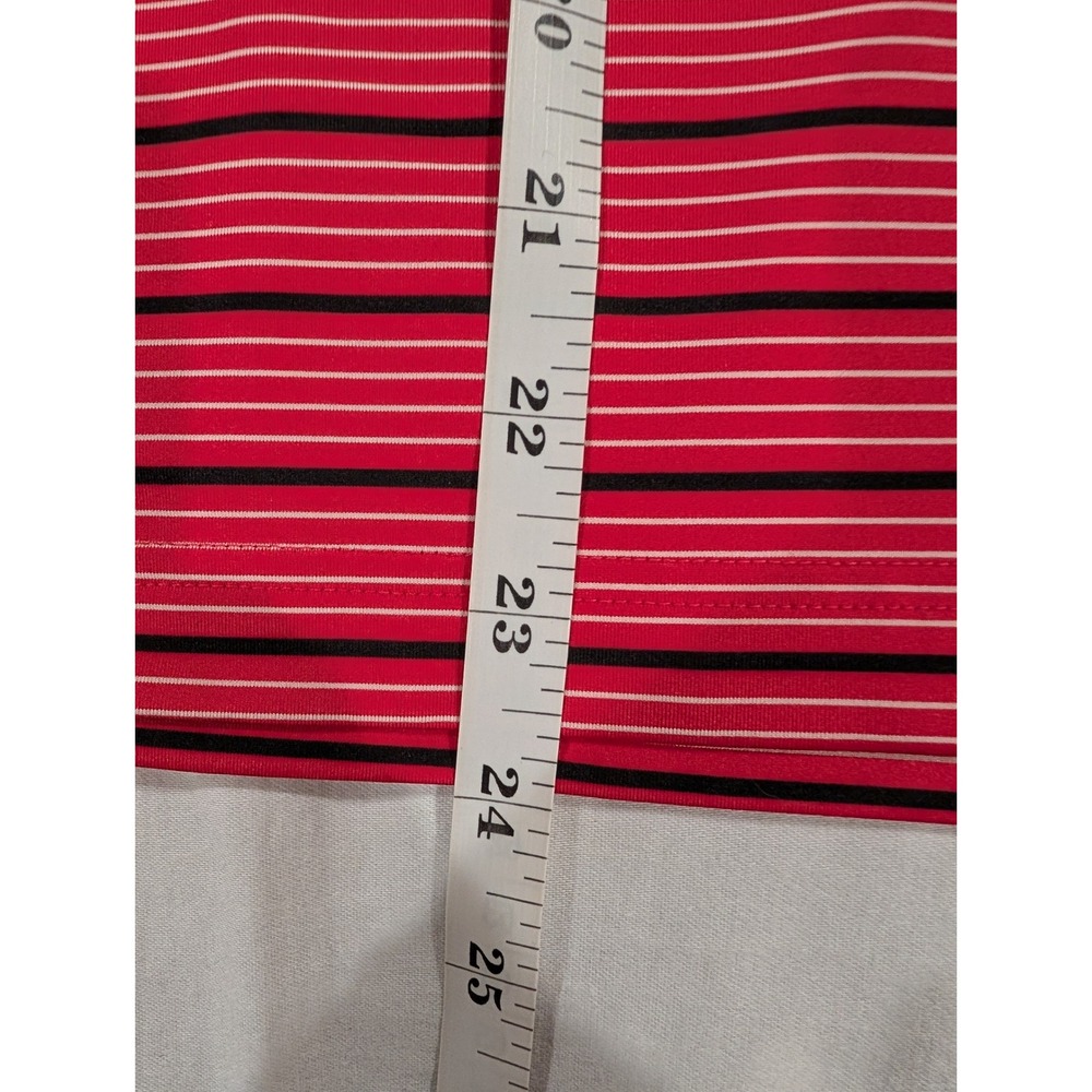 Adidas Mens Large Red Black Striped Golf‎ Polo Shirt Cobble Creek Short Sleeve - Picture 7 of 8